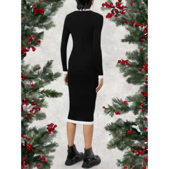 NWT Alice + Olivia Alcina Gold Button Soft Rib Knit Sweater Dress S MSRP $465 - Picture 9 of 10